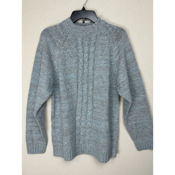 Napoliello Men’s Wool Blend Sweater Sz L Pullover Blue Gray Preppy Winter - Picture 1 of 10